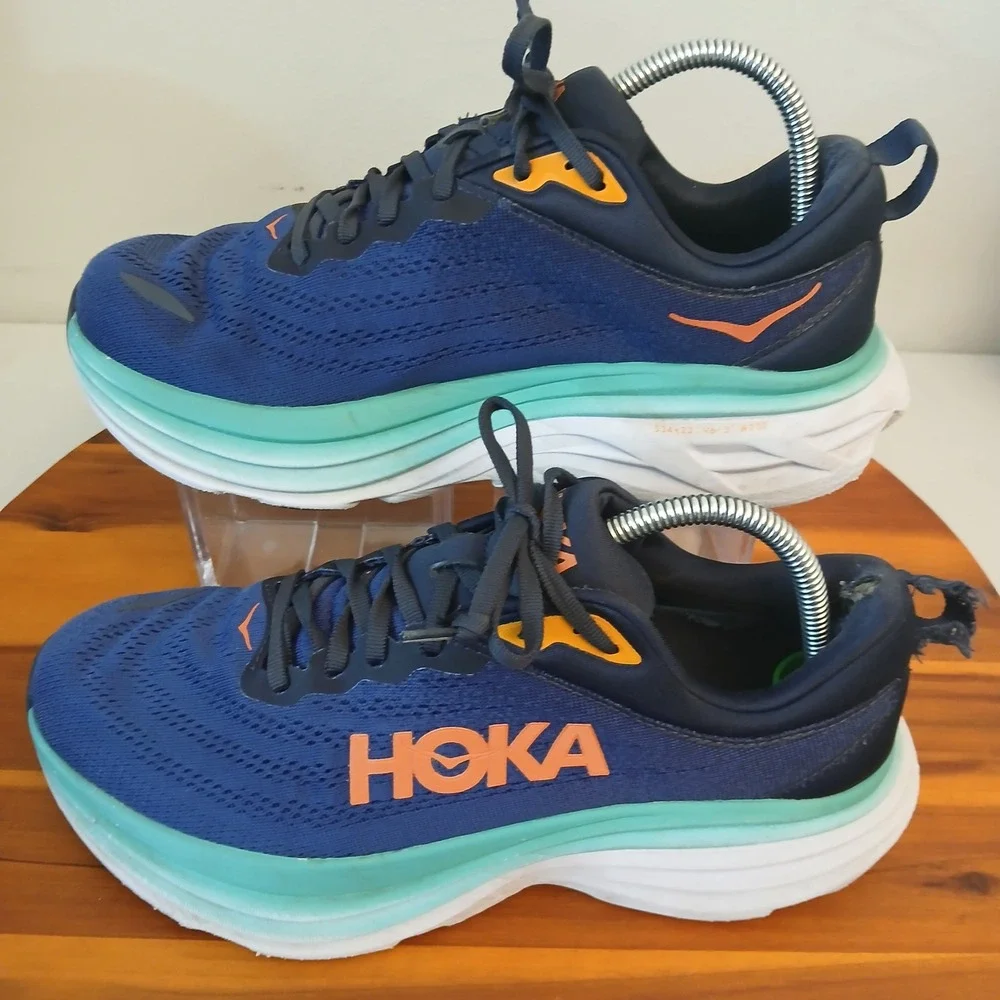 Hoka One One Bondi 8 Women 10 D Wide Blue Running Shoes Sneakers 1127954 OSBB